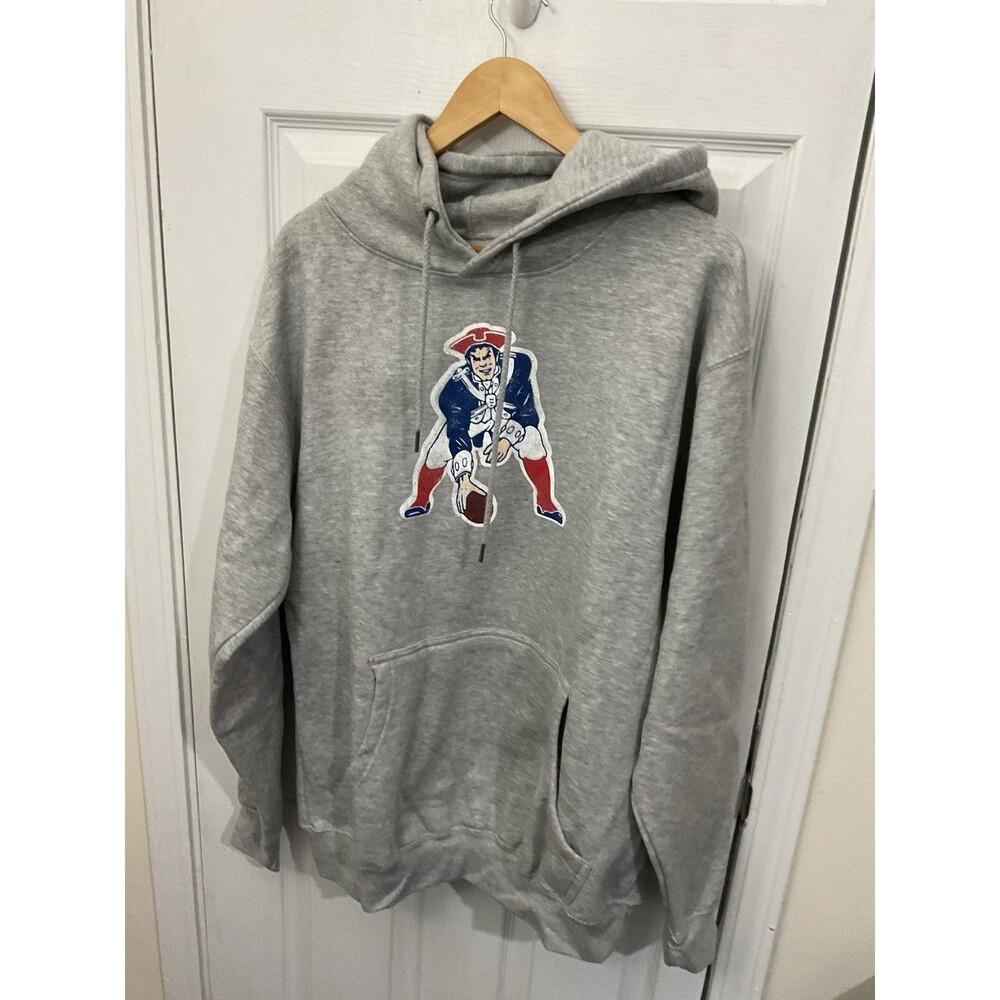 Fanatics New England Patriots Hoodie Mens Large Gray Pat Patriot Throwback NFL